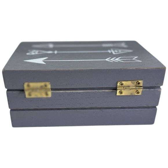 2pc Black & Gray Decorative Inspirational Memento Memory Keepsake Wood Boxes NEW - Picture 7 of 13